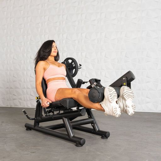 Pro Strength Leg Extension / Prone Leg Curl Combo - Muscle D Fitness - Plate Loaded Quad & Hamstring Machine - Sweatfully