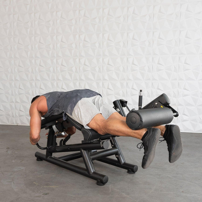 Pro Strength Leg Extension / Prone Leg Curl Combo - Muscle D Fitness - Plate Loaded Quad & Hamstring Machine - Sweatfully