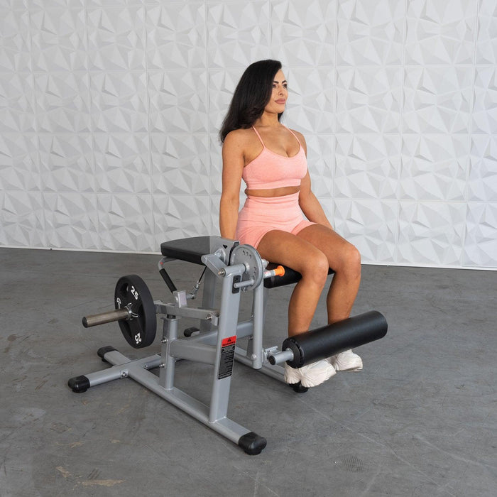 Excel Base Leg Extension / Leg Curl Combo - Muscle D Fitness - Plate Loaded - Silver, Black - Sweatfully