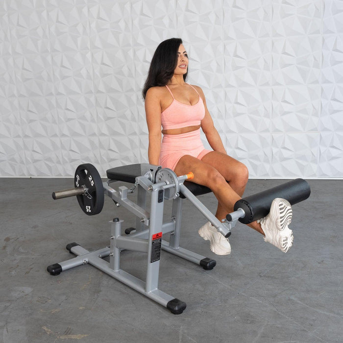 Excel Base Leg Extension / Leg Curl Combo - Muscle D Fitness - Plate Loaded - Silver, Black - Sweatfully