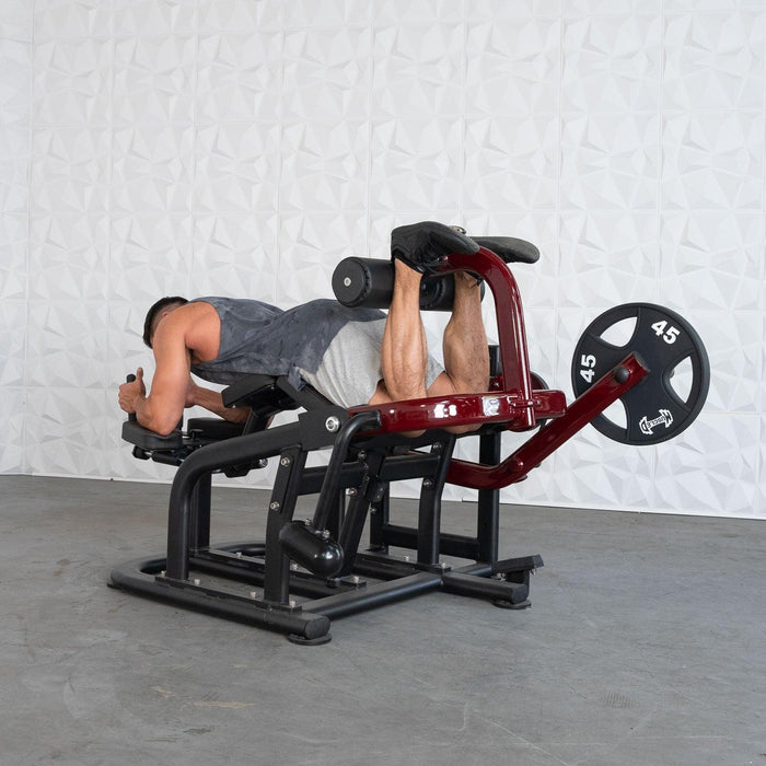 Pro Strength Prone Leg Curl - Muscle D Fitness - Adjustable Plate Loaded Hamstring Machine - Sweatfully