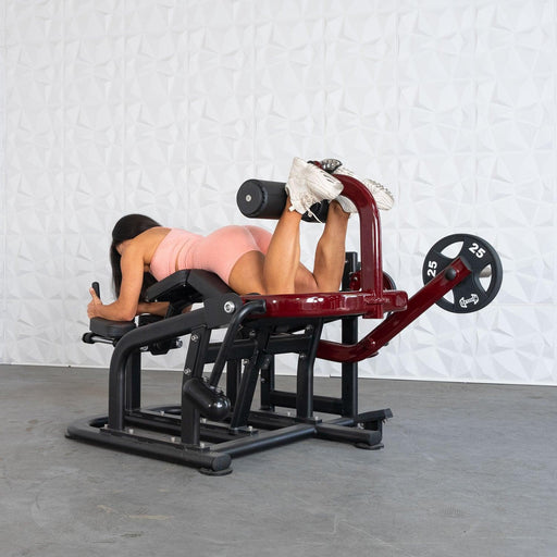 Pro Strength Prone Leg Curl - Muscle D Fitness - Adjustable Plate Loaded Hamstring Machine - Sweatfully
