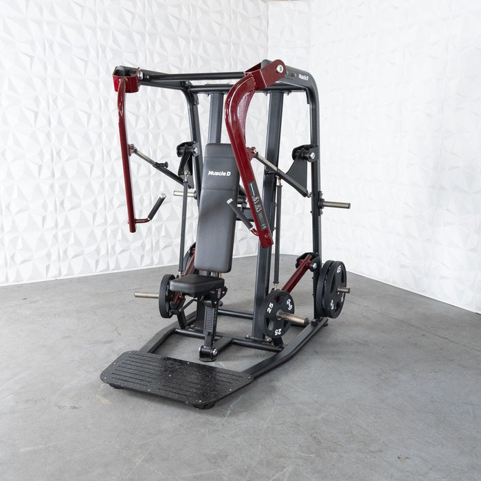 Pro Strength Wide Chest Press - Muscle D Fitness - Premium Adjustable Plate Loaded Bench Press - Sweatfully