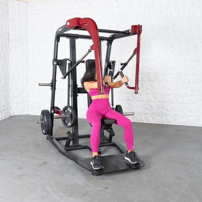 Pro Strength Wide Chest Press - Muscle D Fitness - Premium Adjustable Plate Loaded Bench Press - Sweatfully