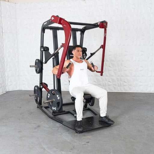 Pro Strength Wide Chest Press - Muscle D Fitness - Premium Adjustable Plate Loaded Bench Press - Sweatfully