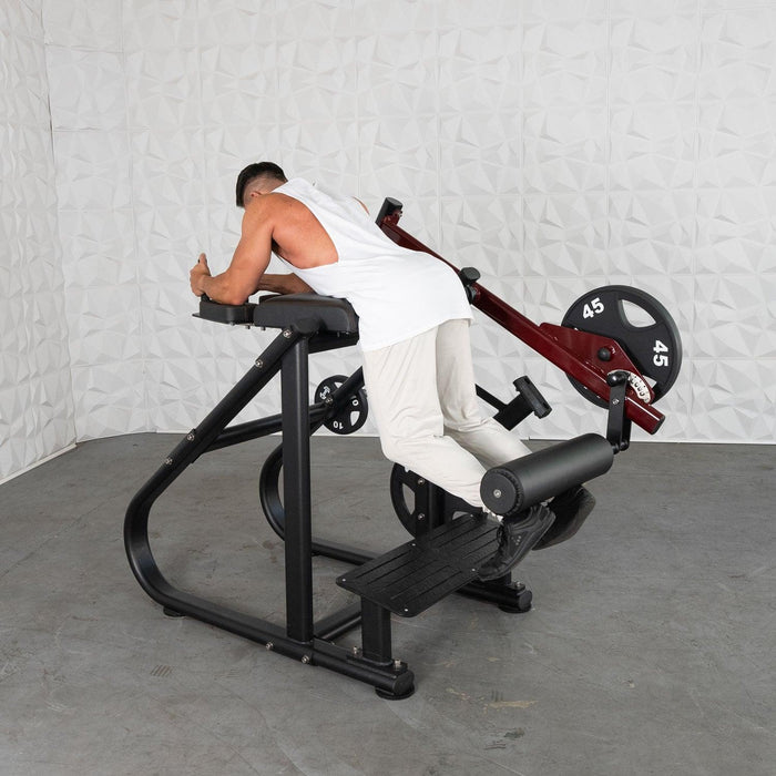 Pro Strength Reverse Hyper - Muscle D Fitness - Adjustable Roller Pad, Plate Loaded - Sweatfully