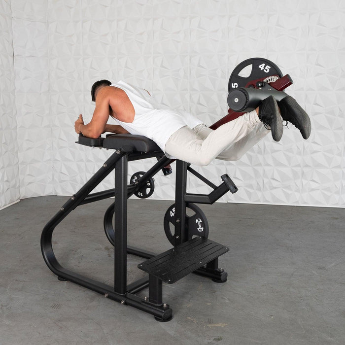 Pro Strength Reverse Hyper - Muscle D Fitness - Adjustable Roller Pad, Plate Loaded - Sweatfully
