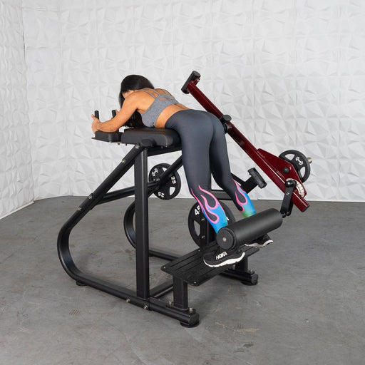 Pro Strength Reverse Hyper - Muscle D Fitness - Adjustable Roller Pad, Plate Loaded - Sweatfully