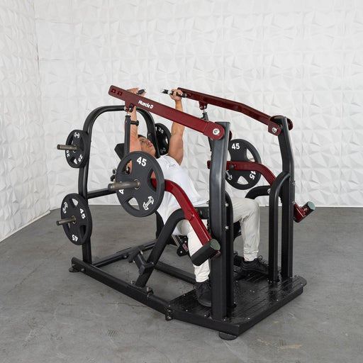 Pro Strength Incline Chest / Shoulder Press - Muscle D Fitness - Adjustable - Plate Loaded - Pec Delt Training - Sweatfully