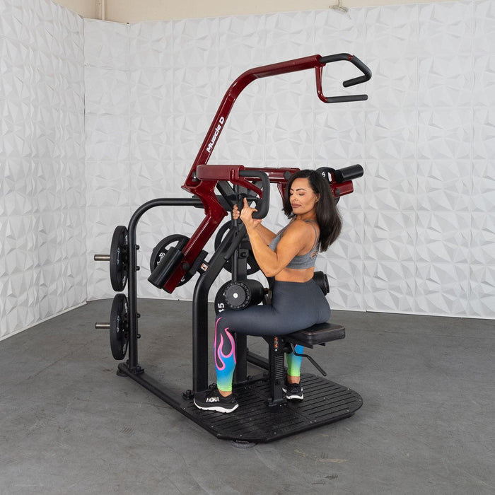Pro Strength Rotary Lat Pull-Down - Muscle D Fitness - Premium - Adjustable - Plate Loaded - Lat Training - Sweatfully