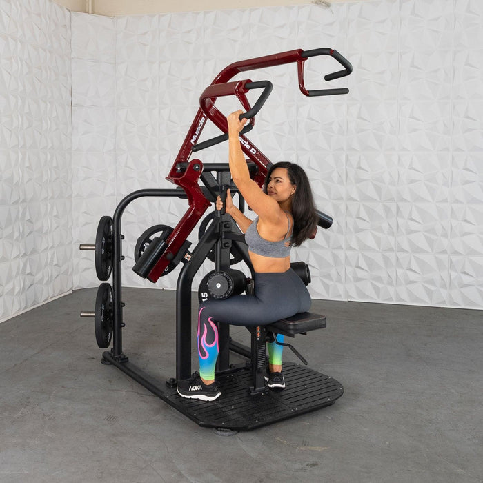 Pro Strength Rotary Lat Pull-Down - Muscle D Fitness - Premium - Adjustable - Plate Loaded - Lat Training - Sweatfully