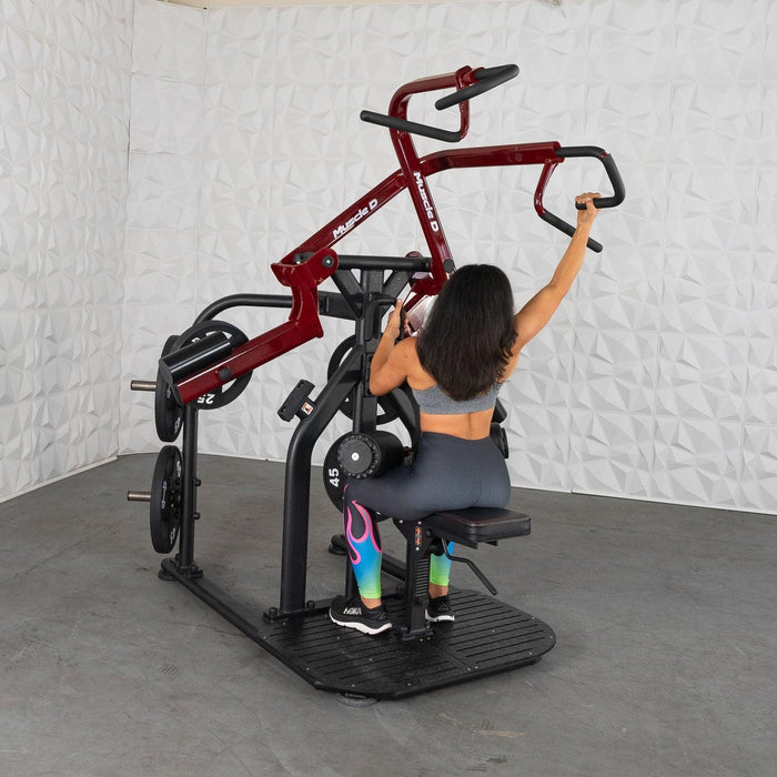 Pro Strength Rotary Lat Pull-Down - Muscle D Fitness - Premium - Adjustable - Plate Loaded - Lat Training - Sweatfully