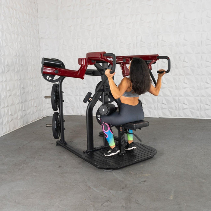 Pro Strength Rotary Lat Pull-Down - Muscle D Fitness - Premium - Adjustable - Plate Loaded - Lat Training - Sweatfully