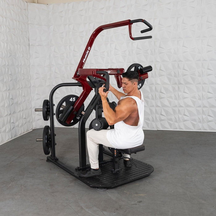 Pro Strength Rotary Lat Pull-Down - Muscle D Fitness - Premium - Adjustable - Plate Loaded - Lat Training - Sweatfully