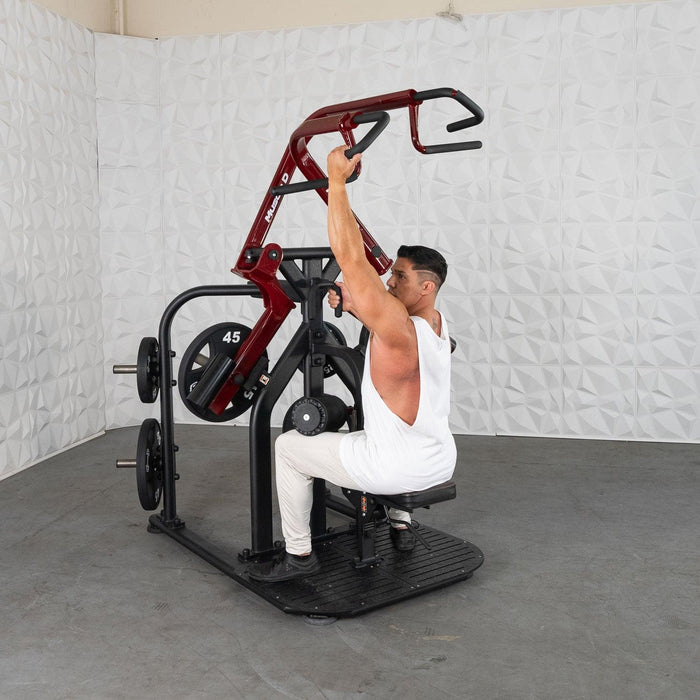 Pro Strength Rotary Lat Pull-Down - Muscle D Fitness - Premium - Adjustable - Plate Loaded - Lat Training - Sweatfully