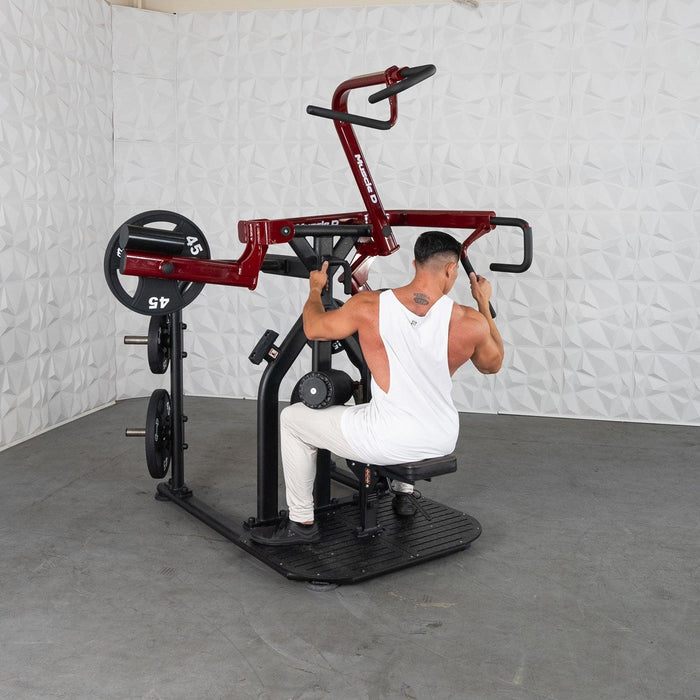 Pro Strength Rotary Lat Pull-Down - Muscle D Fitness - Premium - Adjustable - Plate Loaded - Lat Training - Sweatfully