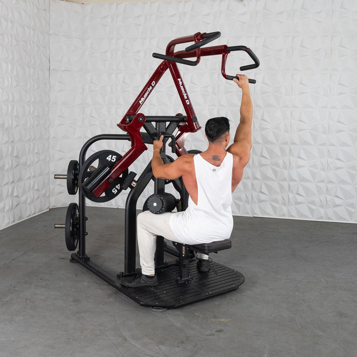 Pro Strength Rotary Lat Pull-Down - Muscle D Fitness - Premium - Adjustable - Plate Loaded - Lat Training - Sweatfully