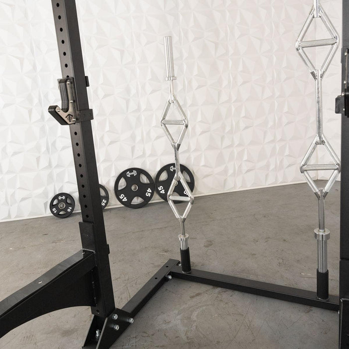 TGrip Commercial Squat Stand - 3x3 Steel - Functional Multi-Grip Pull-Up - Bar & Plate Storage - J-Hooks - Sweatfully