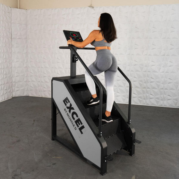 Light Commercial Stair Climber - Muscle D Fitness - Stepmill - LED Display - Heart Rate Monitor - Heavy Duty Chain Drive - Sweatfully