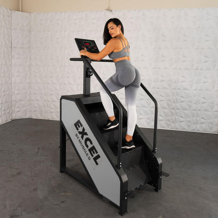 Light Commercial Stair Climber - Muscle D Fitness - Stepmill - LED Display - Heart Rate Monitor - Heavy Duty Chain Drive - Sweatfully