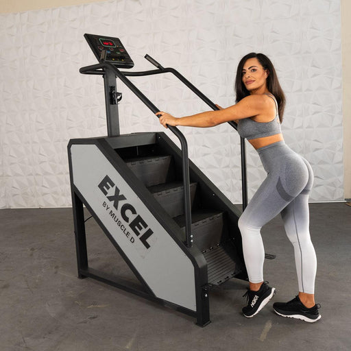 Light Commercial Stair Climber - Muscle D Fitness - Stepmill - LED Display - Heart Rate Monitor - Heavy Duty Chain Drive - Sweatfully