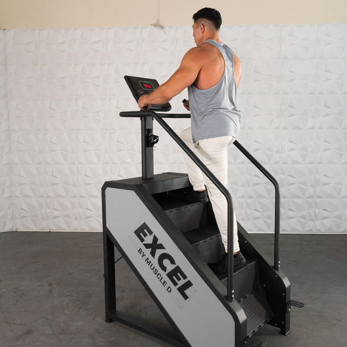 Light Commercial Stair Climber - Muscle D Fitness - Stepmill - LED Display - Heart Rate Monitor - Heavy Duty Chain Drive - Sweatfully