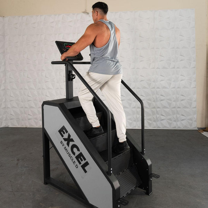 Light Commercial Stair Climber - Muscle D Fitness - Stepmill - LED Display - Heart Rate Monitor - Heavy Duty Chain Drive - Sweatfully