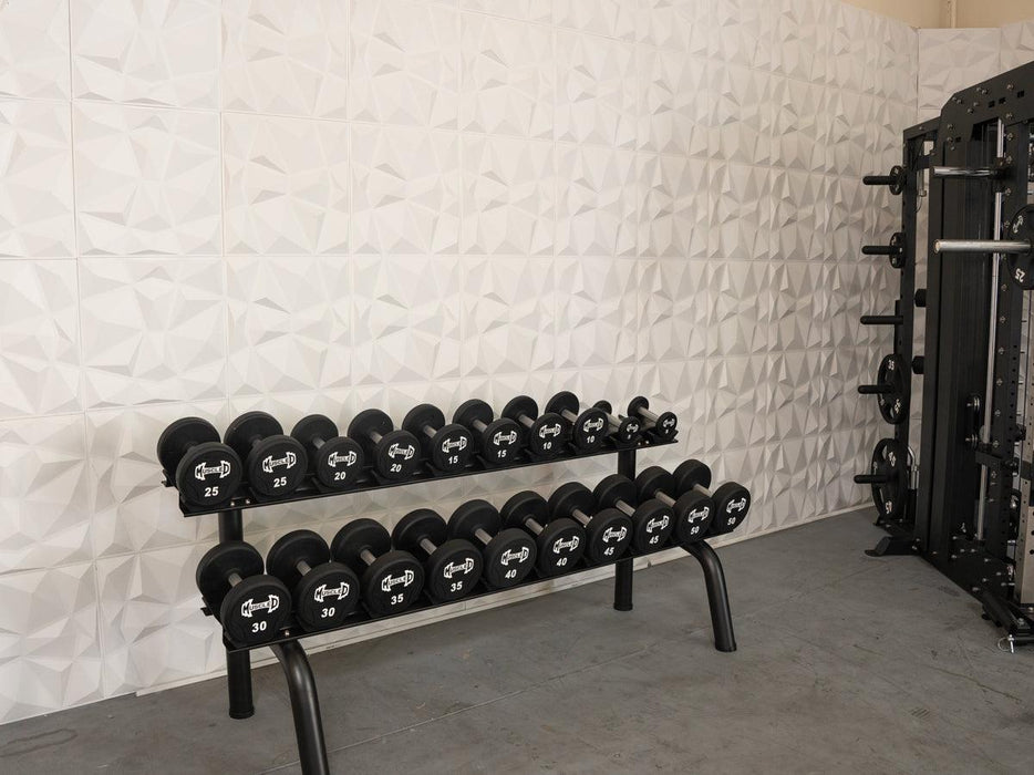 Pro Urethane Dumbbells - Muscle D Fitness - Quality Knurled Handles - Solid Design - Sweatfully