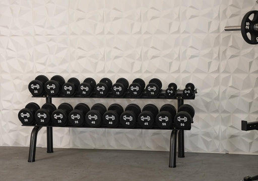 Pro Urethane Dumbbells - Muscle D Fitness - Quality Knurled Handles - Solid Design - Sweatfully