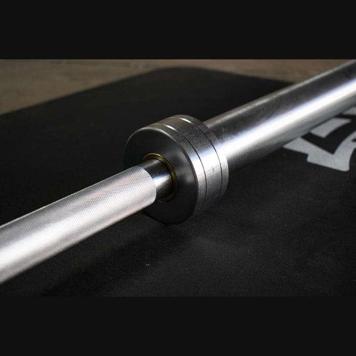 7' Hard Chrome Triple Bearing Olympic Bar - Muscle D Fitness - Precision Performance Grade Knurling - Sweatfully