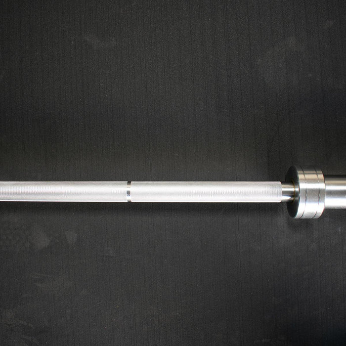 7' Hard Chrome Triple Bearing Olympic Bar - Muscle D Fitness - Precision Performance Grade Knurling - Sweatfully