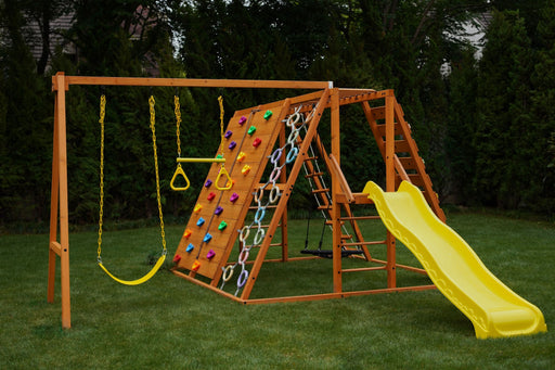Sycamore Backyard Climbing Set – 2 Swings, Trapeze Bar & Outdoor Fun - Sweatfully