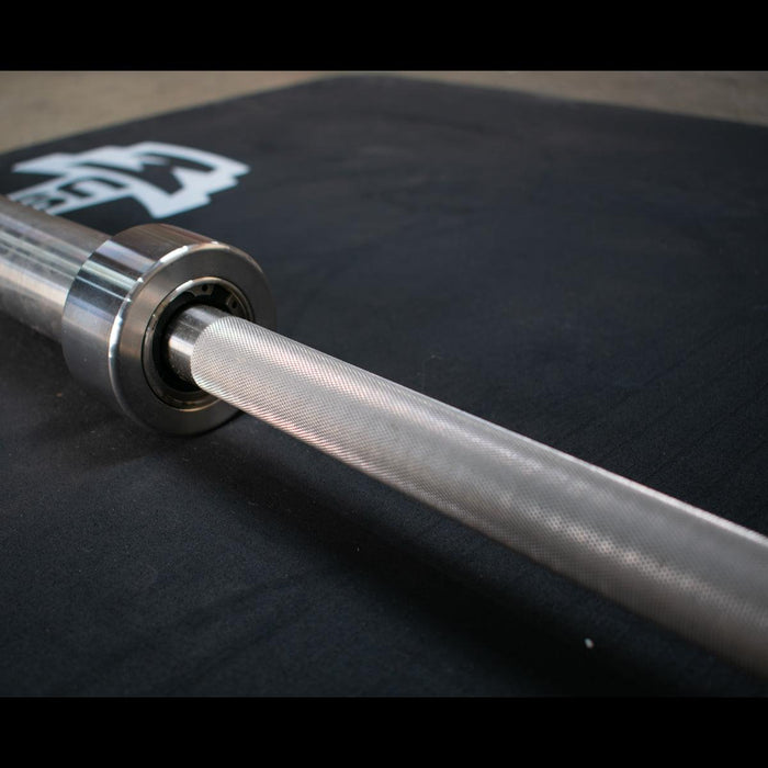 7' Stainless Steel Olympic Bar - Bearing - Muscle D Fitness - Qualiity Knurling - Sweatfully