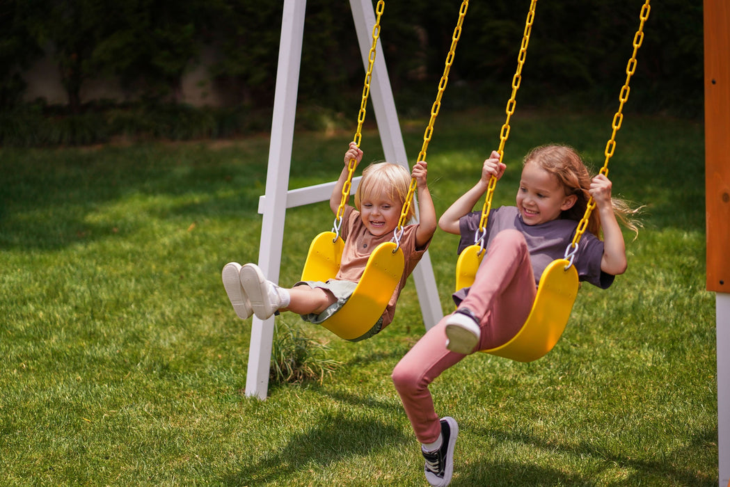 Forest Small Outdoor Toddler Swing Set | Compact Wooden Swing Frame for Babies & Kids - Sweatfully