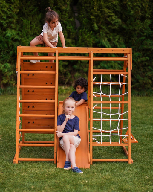 Magnolia 7-in-1 Real Wood Playset | Indoor & Outdoor Climbing Gym for Kids - Sweatfully
