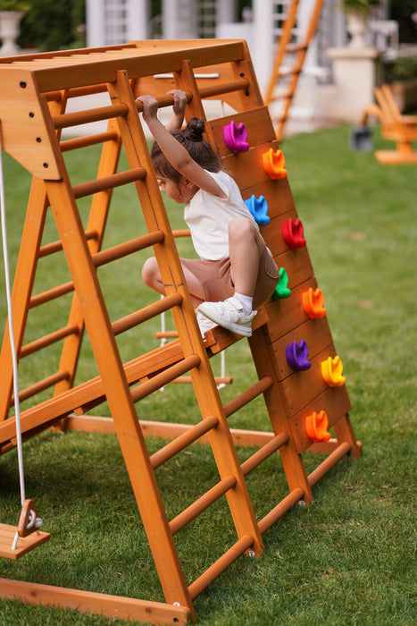 Magnolia 7-in-1 Real Wood Playset | Indoor & Outdoor Climbing Gym for Kids - Sweatfully