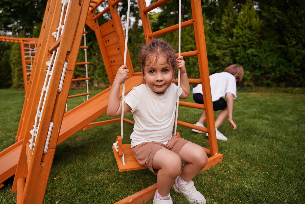Magnolia 7-in-1 Real Wood Playset | Indoor & Outdoor Climbing Gym for Kids - Sweatfully