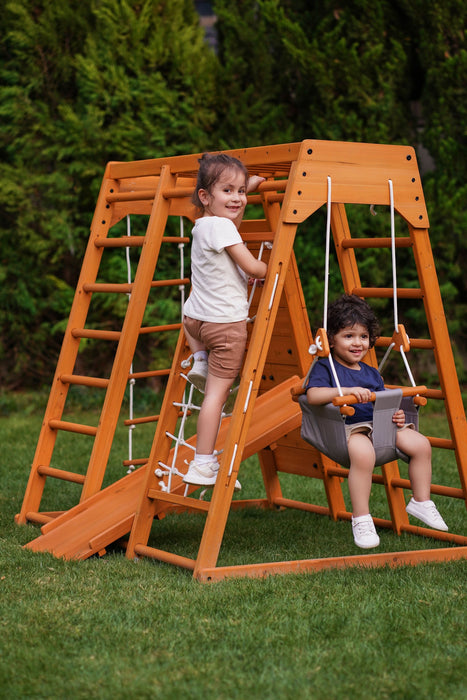 Magnolia 7-in-1 Real Wood Playset | Indoor & Outdoor Climbing Gym for Kids - Sweatfully