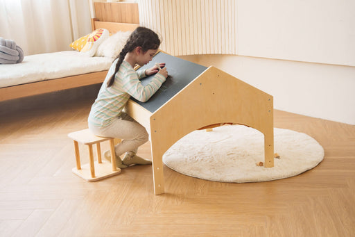 Ash Adjustable Wooden Learning Tent with Kids Desk & Chair – 2-in-1 Play & Study Station - Sweatfully