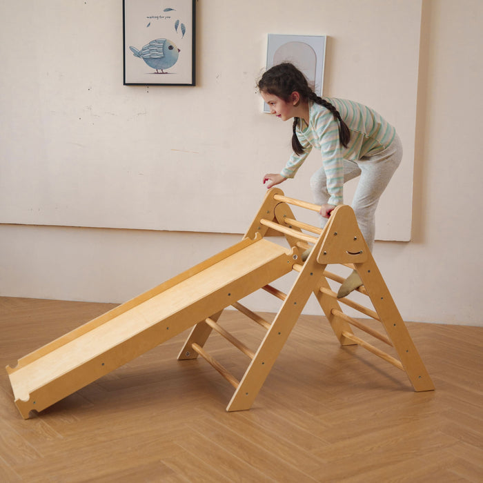 Bazel 6-in-1 Pikler Climber Set | Wooden Triangle, Rocker Arch & Slide for Toddlers - Sweatfully