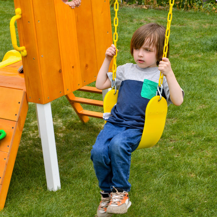Forest Small Outdoor Toddler Swing Set | Compact Wooden Swing Frame for Babies & Kids - Sweatfully
