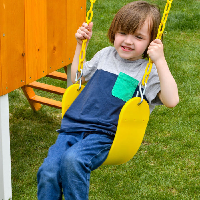 Forest Small Outdoor Toddler Swing Set | Compact Wooden Swing Frame for Babies & Kids - Sweatfully