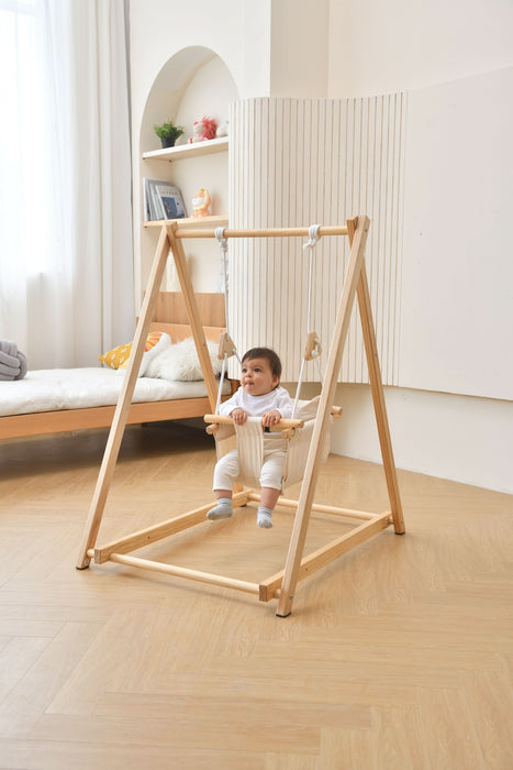 Spruce - Baby and Toddler Foldable Wooden Swing Set - Sweatfully