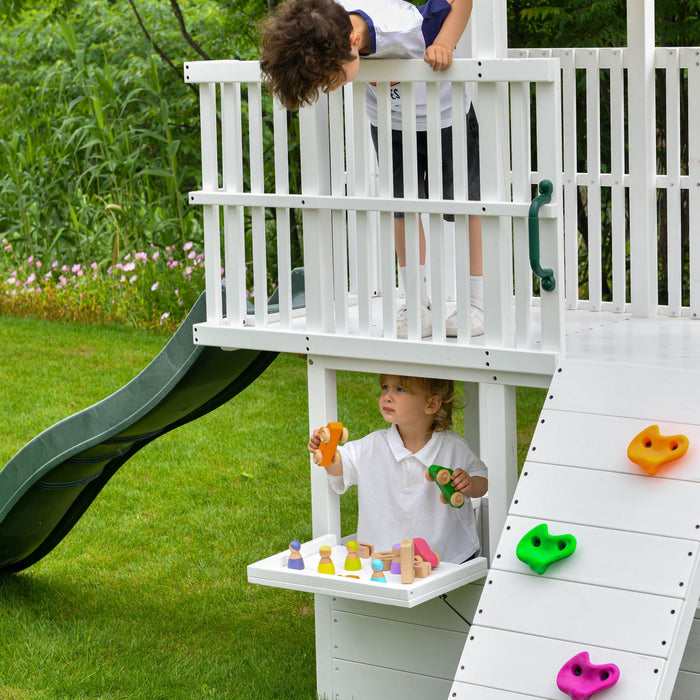 Craftsman Modern Outdoor Swing Set | Wooden Backyard Swing Frame for Kids - Sweatfully