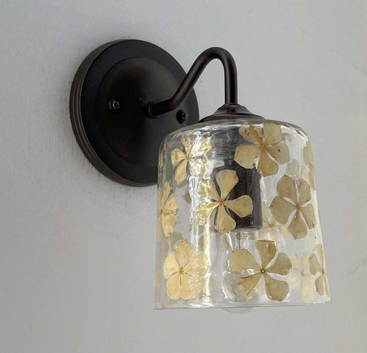 WHIMSICAL Pressed Floral Glass Wall Sconce Light - Sweatfully