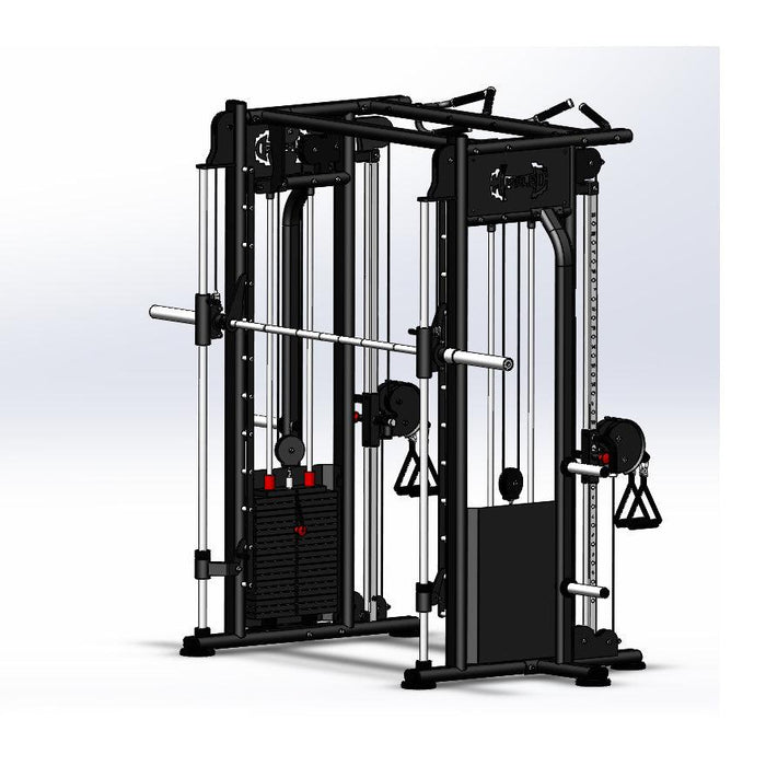 Megatron Dual Adjustable Pulley / Smith Combo - Muscle D Fitness - Selectorized Weight Adjustment - Functional Pull-Up Bar - Dual Station - Sweatfully