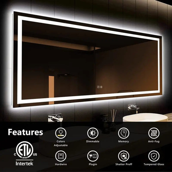 Deluxe Center Glow LED Bathroom Mirror - Sweatfully