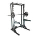 Deluxe Half Rack Complete Weight Set - Muscle D Fitness - Heavy Duty - Adjustable Safety Bars - Pull Up - Vertical Olympic Bar Storage - Sweatfully