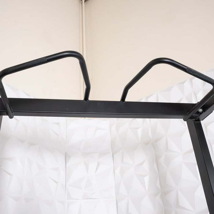 Deluxe Half Rack - Muscle D Fitness - Heavy Duty - Adjustable Safety Bars - Pull Up - Vertical Olympic Bar Storage - Sweatfully