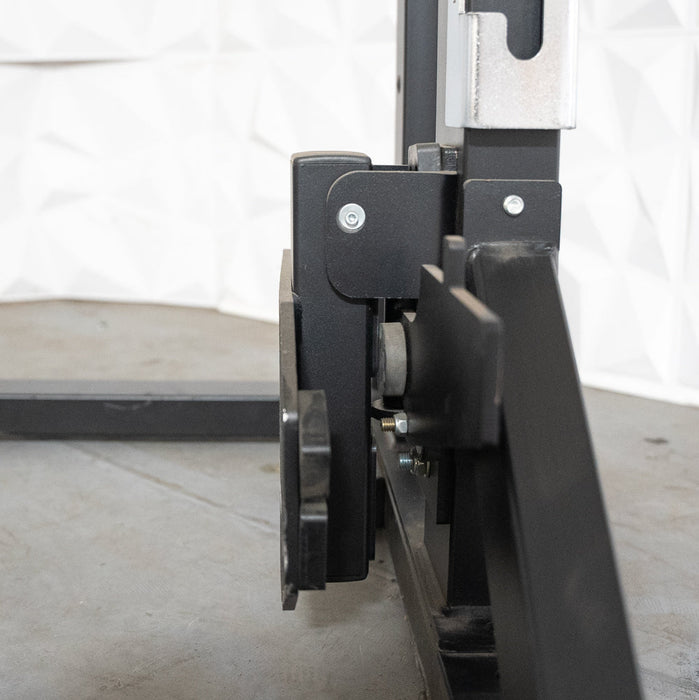 Deluxe Half Rack - Muscle D Fitness - Heavy Duty - Adjustable Safety Bars - Pull Up - Vertical Olympic Bar Storage - Sweatfully